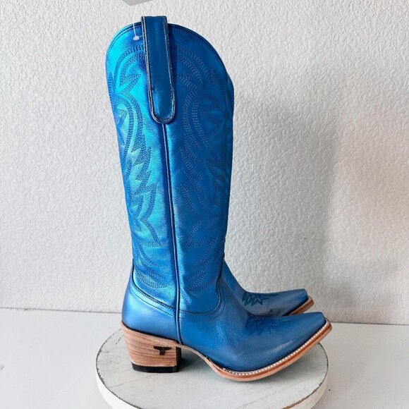 NWT Lane Smokeshow Cobalt Metallic Blue Boots 8 - Picture 2 of 12
